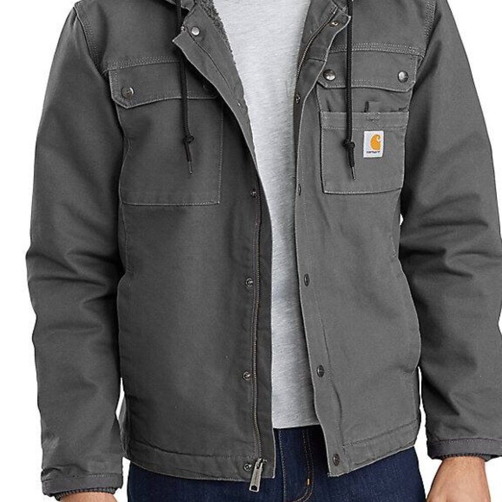 Men's Sherpa-Lined Utility Jacket - Relaxed Fit - Washed Duck- NWOT